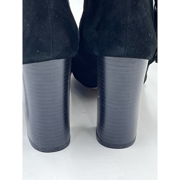 Sam Edelman Black Suede Embroidered Floral Winnie Block Heel Ankle Boots Sz 8 - Picture 5 of 15
